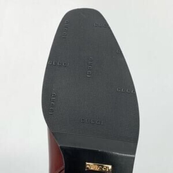 NIB Authentic GUCCI Burgundy Smooth Leather Elite GG Ankle Boots - Picture 4 of 11